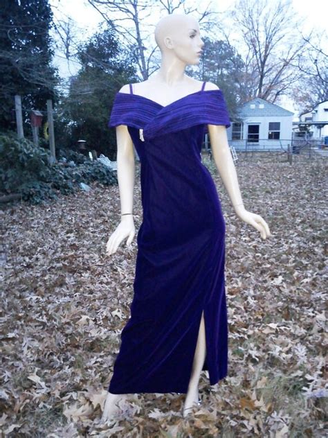 Plus Size 80s Prom Dress In Purple Velvet With Off The