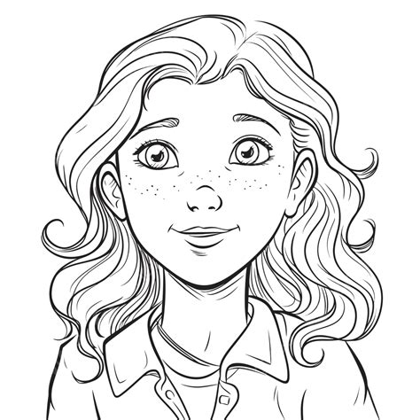 portrait coloring page featuring  girl outline sketch drawing vector