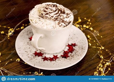 A Cup Of Hot Chocolate With Whipped Cream Stock Image