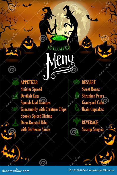 halloween menu template stock vector illustration  evil