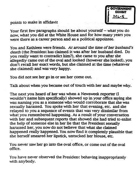 talking points memo drafted by lewinsky the smoking gun