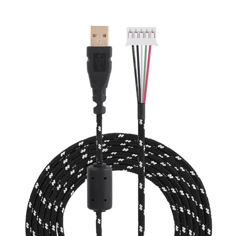 blackwhit universal mouse cable braided  wire replacement  microsoft   logitech