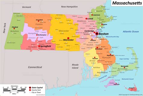 massachusetts state map usa maps  massachusetts ma