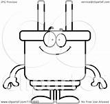 Plug Cartoon Electric Coloring Mascot Happy Clipart Cory Thoman Outlined Vector Surprised Regarding Notes Clipartof sketch template