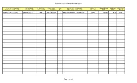 sample inventory spreadsheet db excelcom