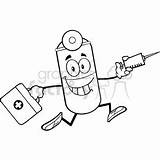 Character Syringe Clip Cartoon Mascot Pill Capsule Running Royalty Clipart Medicine Bag Preview sketch template