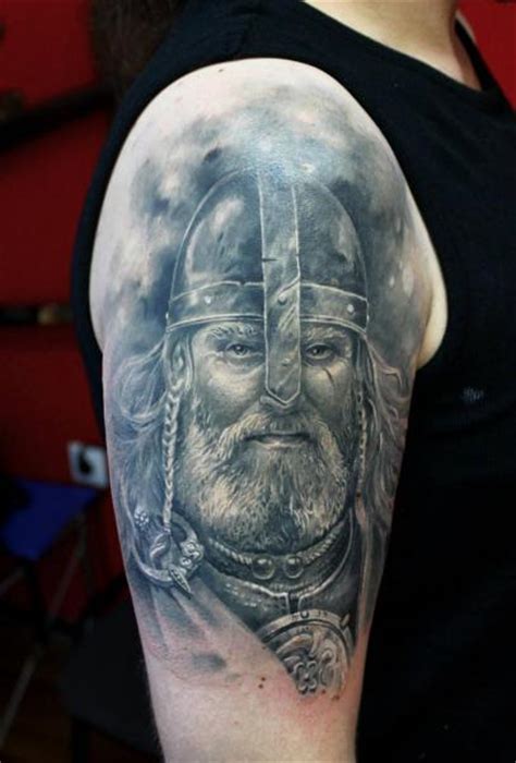 shoulder realistic viking tattoo by tattoo x