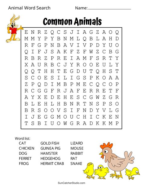animal word search  printable dog pet dinosaur puzzles diy