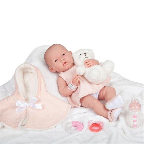 jc toys la newborn  vinyl real girl  inches baby doll pink coat