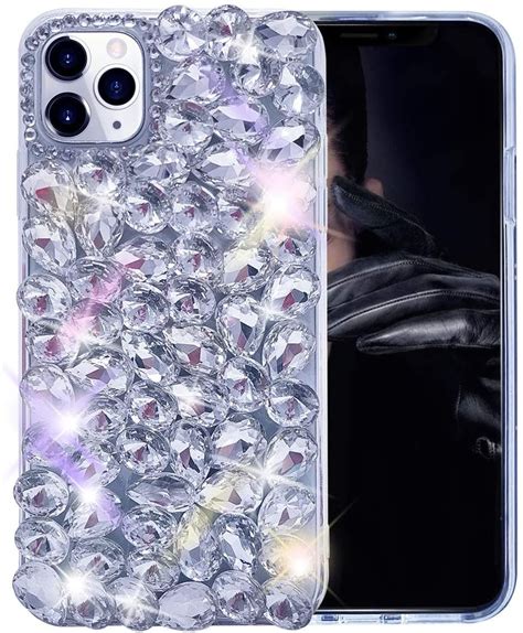 glitter bling diamond crystal rhinestone clear cell phone cases  iphone   mini  pro