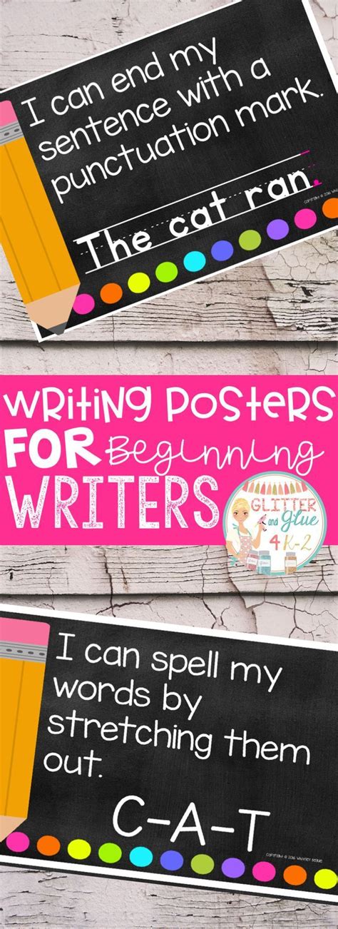 writing posters  beginning writers kindergarten writing