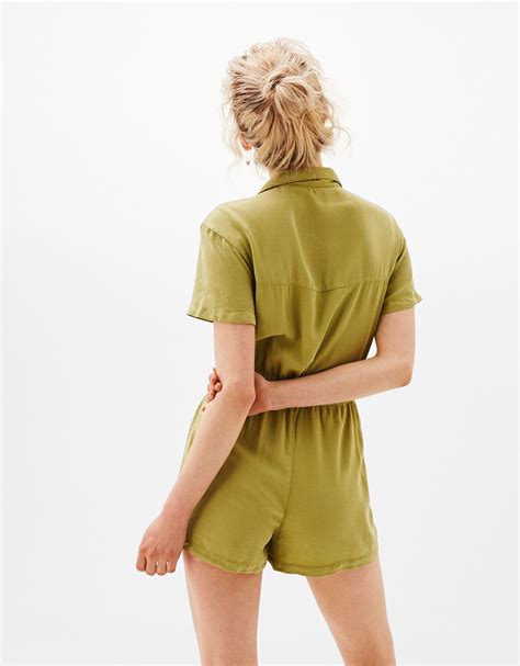 tencel utility short jumpsuit discover     items  bershka   products