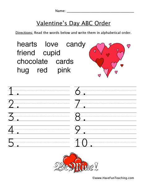 valentines day worksheets  fun teaching