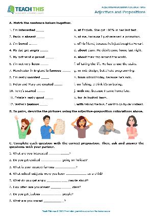 adjective preposition collocations esl games worksheets
