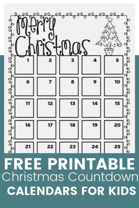 printable christmas countdown calendar printable