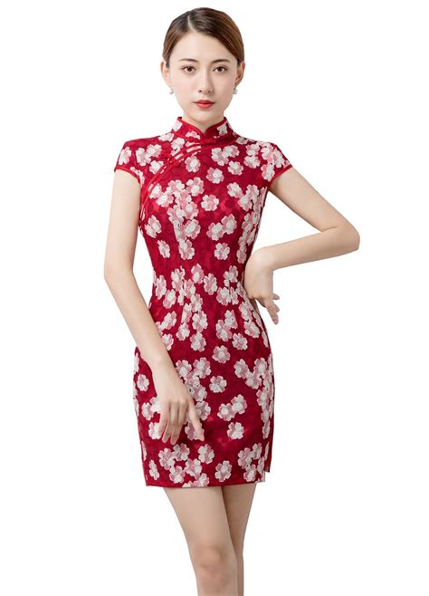 Buy Shanghai Story Short Sleeve Red Qipao Short