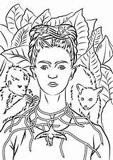 Frida Kahlo Autorretrato Espinas Collar Colorare Thorns Obras Pintar Quadros Sheets Retratos Disegno Portraits Spine Autoritratto Acessar Criandocomapego sketch template