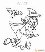 Witch Coloring Halloween Kids Sheet sketch template