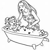 Barbie Coloring Pages Kelly Kids Girls Printable Print Gif Bathing Her Bath Coloriage Colouring 1016 Princess Sheets Easy Bathtub Clipart sketch template
