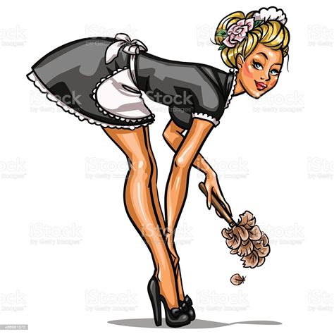 Pin Up Cleaning Girl Stock Illustration Download Image