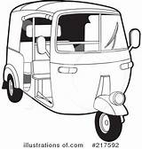 Rickshaw Clipart Auto Drawing Illustration Outline Coloring Sketch Transport Pages Royalty Perera Lal Template Choose Board sketch template
