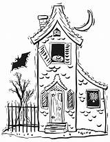 Halloween Haunted Coloring House Pages Drawings Kids sketch template