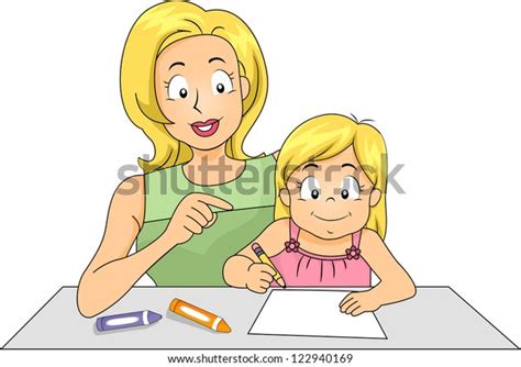 Illustration Mother Teaching Her Daughter How Stock Vector Royalty