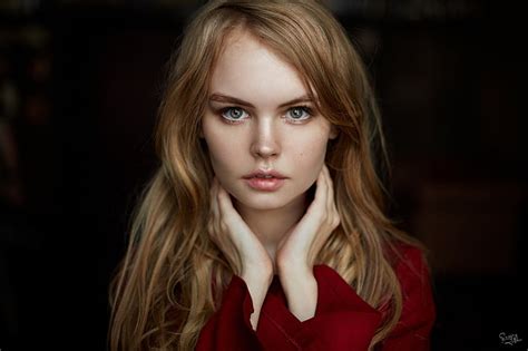 Models Anastasiya Scheglova Blonde Face Girl Green Eyes Model