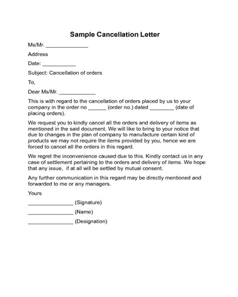 cancellation letter sample edit fill sign  handypdf