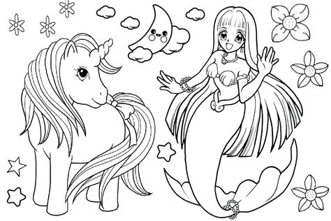 coloring page mermaid unicorn unicorn coloring pages mermaid
