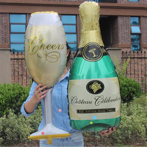 39 Champagne Bottle Balloon With Wine Glass Balloon Set