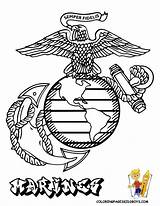 Coloring Marine Pages Emblem Corps Adult sketch template