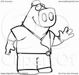 Coloring Pages Surgery Clipart Cartoon Surgeon Scrubs Pig Doctor Outlined Vector Cory Thoman Getcolorings sketch template