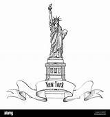 Statue Freiheitsstatue Zeichnen Skizze Estatua Libertad Bleistift Isoliert Amerikanischen Amerikanskt Dras St2 Illustrations sketch template