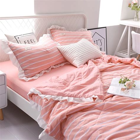 pcs summer quilt blanket sets queen bedspreads pink quilt bed sets twin set bedspread striped