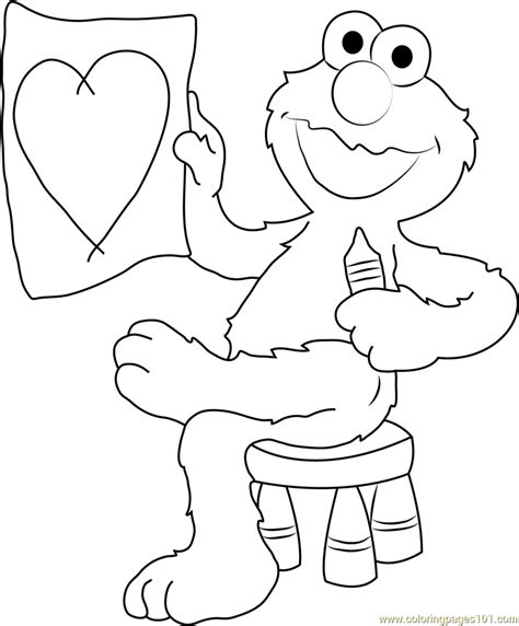 elmo draw heart coloring page  kids  sesame street printable