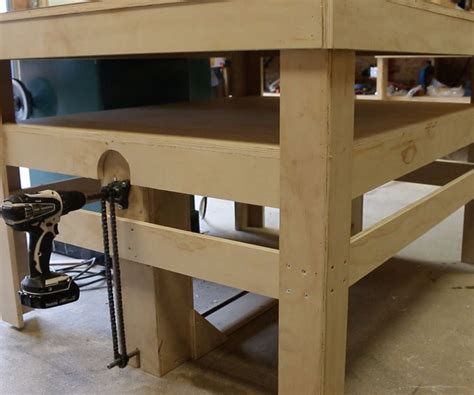 drill powered adjustable height work bench  steps  pictures