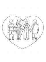Holding Hands Children Coloring Kids Pages Heart Getcolorings Lds Printable sketch template