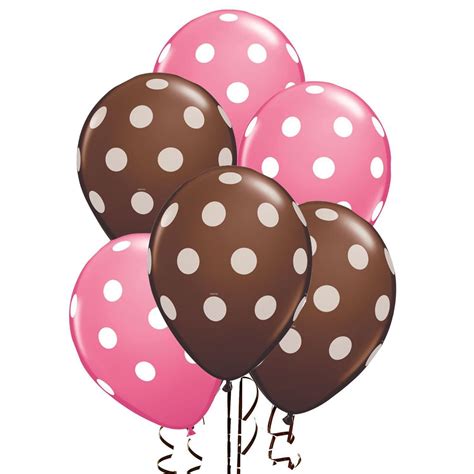polka dot balloons  premium hot pink  brown    print white dots pkg