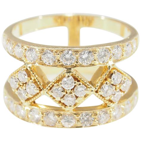 diamond  karat gold cluster textured wide band ring  stdibs