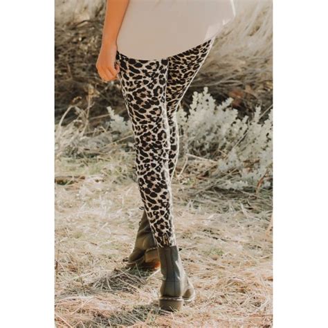 floral hollow out brown leopard printed skinny leggings