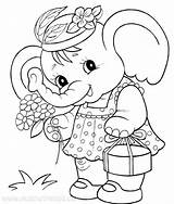 Coloring Elephant Pages Baby Library Clipart Cute sketch template