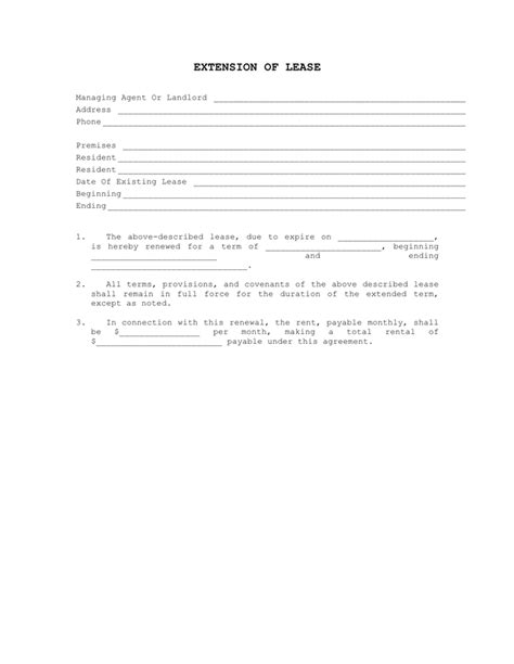 lease extension agreement   documents   word  excel