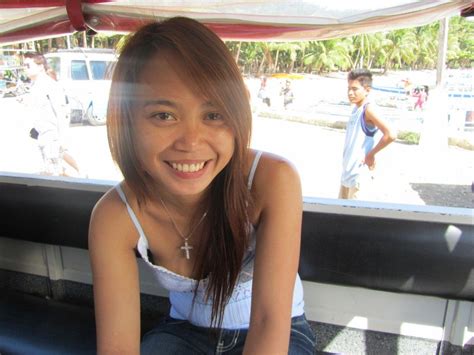 Cute Filipina Girl On Boracay Beach Philippines