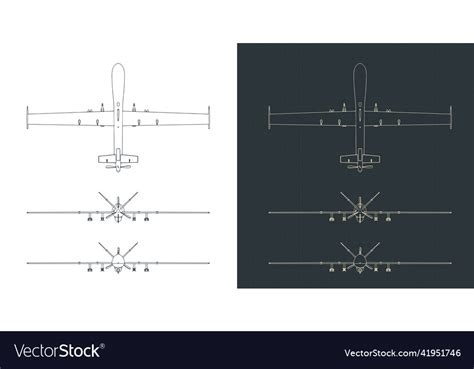 combat drone blueprints royalty  vector image