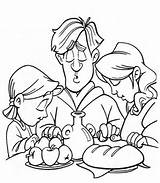 Colorear Orando Comiendo Comer Rezando Cristianos Familias Imagui Crucigrama sketch template