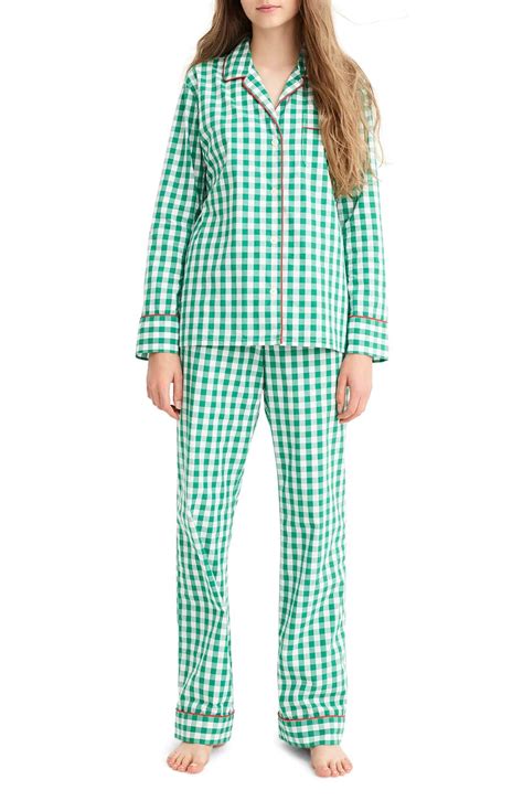 jcrew vintage green gingham pajamas nordstrom