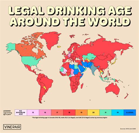 legal drinking age   country map vinepair