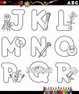 Alphabet Coloring Cartoon Book Letters Illustration Font sketch template