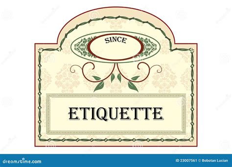 etiquette stock image image